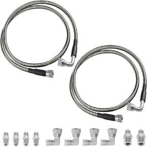 AN6 52 Inch Transmission Cooler Hose Lines, Heavy Duty 6AN Braided Transmission Cooler Hose Fitting Compatible with Chevy Ford Mopar GM GMC Buick Cadillac Cars and Trucks Replace TH350/ 700R4/