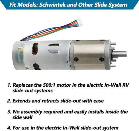 287298 RV in-Wall Slide-Out Motor, 500:1 High Torque Gear Ratio,Slide Out Motor Assembly Compatible with lippert Schwintek in-Wall Slide System for Travel Trailer and Camper (Three Year Warranty) in Saudi Arabia