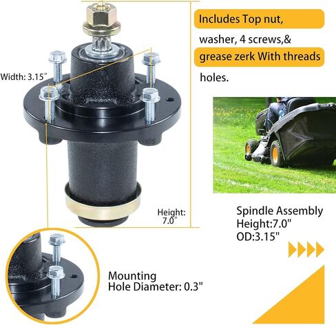 539131898 Spindle Assembly Replaces Husqvarna 539131898 for Husqvarna GT48DXLS, TS354X, MZT52, Z248F, MZT52, Z242E, MZT61, MZ61, MZT61, TS254G, TS348, MZ6128, MZT61, MZT61BF Lawn Tractors in Saudi Arabia