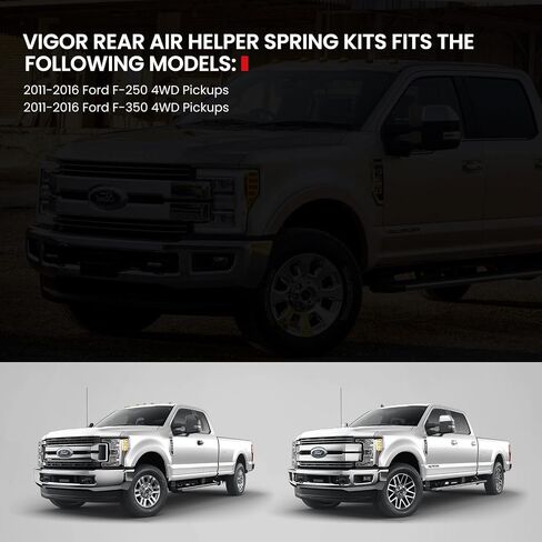 طقم تعليق أكياس الهواء الزنبركي VIGOR متوافق مع 2011-2016 Ford F250 وF350 4WD طقم نوابض مساعد الهواء الخلفي مع خطوط هوائية، ما يصل إلى 5000 رطل من سعة تسوية الحمل in Kuwait
