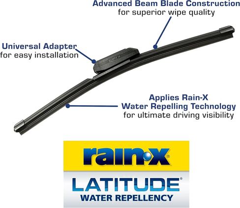 شفرات ممسحة طاردة للماء 2 في 1 من Rain-X 810162 Latitude، ممسحات زجاج أمامي مقاس 24 بوصة و20 بوصة (عبوة من قطعتين)، شفرات ممسحة زجاج أمامي بديلة للسيارات مع تركيبة Rain-X المقاومة للماء الحاصلة على براءة اختراع in Kuwait