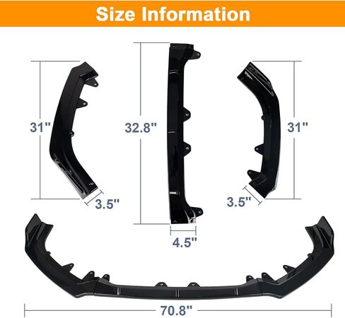 يناسب مجموعة نيسان ألتيما السابعة 2019 2020 2021 2022 مجموعة هيكل الشفة الأمامية، مجموعة واحدة، أسود لامع in Kuwait