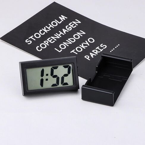 Car Dashboard Digital Clock - with Jumbo LCD Time & Day Display - Mini Automotive Stick On Watch for Car Truck Dashboard & Air Vent(Black) in Kuwait