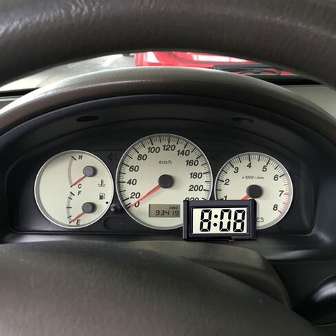 Car Dashboard Digital Clock - with Jumbo LCD Time & Day Display - Mini Automotive Stick On Watch for Car Truck Dashboard & Air Vent(Black) in Kuwait