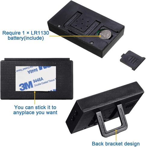 Car Dashboard Digital Clock - with Jumbo LCD Time & Day Display - Mini Automotive Stick On Watch for Car Truck Dashboard & Air Vent(Black) in Kuwait