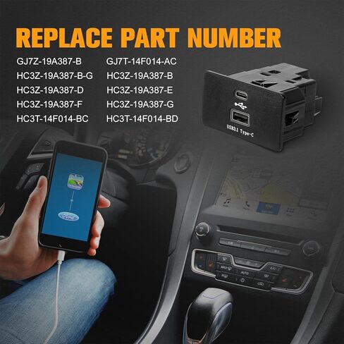 Carplay USB Interface Hub Fit for Select Ford/Lincoln Models SYNC 3 Version 3.4#Replace HC3Z-19A387-B-G USB+Type-C Module; Fast Charging Stable Transmission, Support Apple Carplay/Android in Kuwait