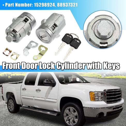 X AUTOHAUX 1 Pair Door Lock Cylinder Set w/ 2 Key for GMC Sierra 1500 2500 3500 Yukon for Chevy Silverado Tahoe Suburban for Hummer H2 for Cadillac Front Left Right Door Lock Tumbler 15298924 in Saudi Arabia