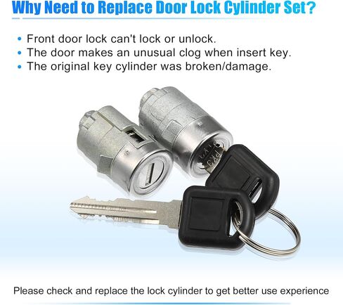 X AUTOHAUX 1 Pair Door Lock Cylinder Set w/ 2 Key for GMC Sierra 1500 2500 3500 Yukon for Chevy Silverado Tahoe Suburban for Hummer H2 for Cadillac Front Left Right Door Lock Tumbler 15298924 in Saudi Arabia