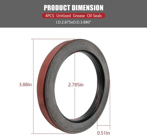 010-051-00 Oil Seal ID 2.875'' x OD 3.880'' Fit for Dexter 9K 10K GD Axles Trailer Hub Wheel Unitized Oil Seal Replace 370150BGO 4-Pack in Saudi Arabia