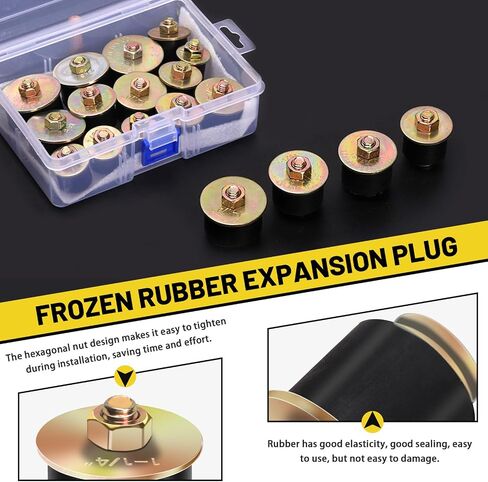 14Pcs 7 Sizes Rubber Expansion Plug Kit, 1-1/2'' 1-3/8'' 1-1/4'' 1-1/8'' 1'' 7-8'' 3/4'' Automotive Rubber Expandable Freeze Plugs Neoprene Rubber Expansion Plug Rubber Freeze Plug for Engine in Saudi Arabia