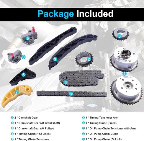 Timing Chain Kit Camshaft VVT Gear for KIA Sorento Optima Sportage 2.4 2.0 G4KJ Replace OE 24350-2G750 24370-2G750 24321-2G111 in Saudi Arabia