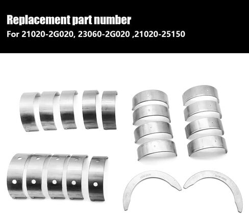 Main & Rod Bearing Kit Replace 21020-2G020 Compatible with KIA Optima Hyundai Sonata 2.4L DOHC 16v 2006-2016 Rod Bearing with Thrust Washer Replace 23060-2G020 21020-25150 in Kuwait