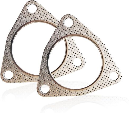 2 PCS Car Exhaust Pipe Interface Gasket, 2.48" Three-Hole Pressure-Resistant Clamp Flange Sealing Ring Asbestos Gasket, High-Temperature-Resistant Accessories, for Most Models (Silver) in Saudi Arabia