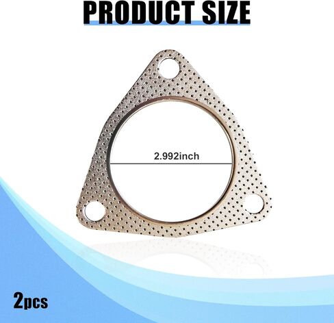 2 PCS Car Exhaust Pipe Interface Gasket, 2.48" Three-Hole Pressure-Resistant Clamp Flange Sealing Ring Asbestos Gasket, High-Temperature-Resistant Accessories, for Most Models (Silver) in Saudi Arabia