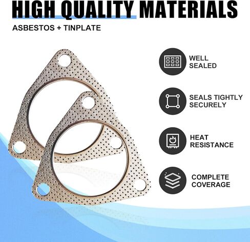 2 PCS Car Exhaust Pipe Interface Gasket, 2.48" Three-Hole Pressure-Resistant Clamp Flange Sealing Ring Asbestos Gasket, High-Temperature-Resistant Accessories, for Most Models (Silver) in Saudi Arabia