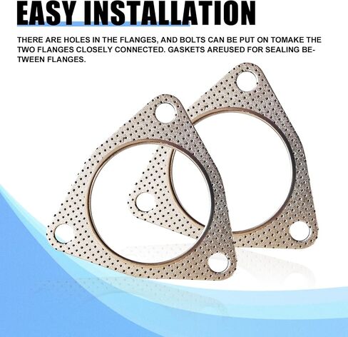 2 PCS Car Exhaust Pipe Interface Gasket, 2.48" Three-Hole Pressure-Resistant Clamp Flange Sealing Ring Asbestos Gasket, High-Temperature-Resistant Accessories, for Most Models (Silver) in Saudi Arabia