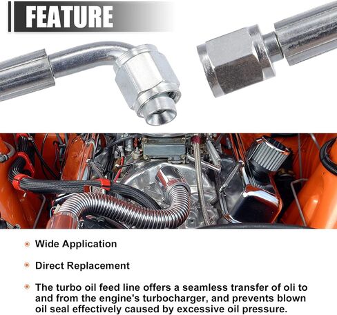 X AUTOHAUX 4AN Turbo Oil Feed Line 12" Turbo Feed Line Length Stainless Steel Braided AN4 90 Degree Straight Hose End Remote Turbocharger Oil Drain Return Line in Saudi Arabia