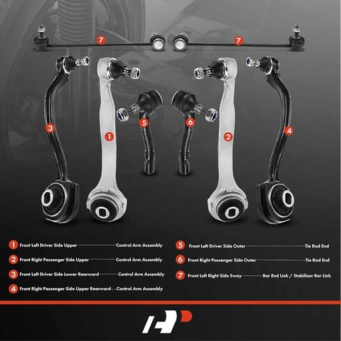 A-Premium 10Pc Front Suspension Kit, Upper & Lower Control Arm, Inner & Outer Tie Rod End, Sway Bar Link, Compatible with Mercedes Benz C230/240/280/320/350 2001-2007 & CLK320/350/500/550 2003-2009 in Saudi Arabia