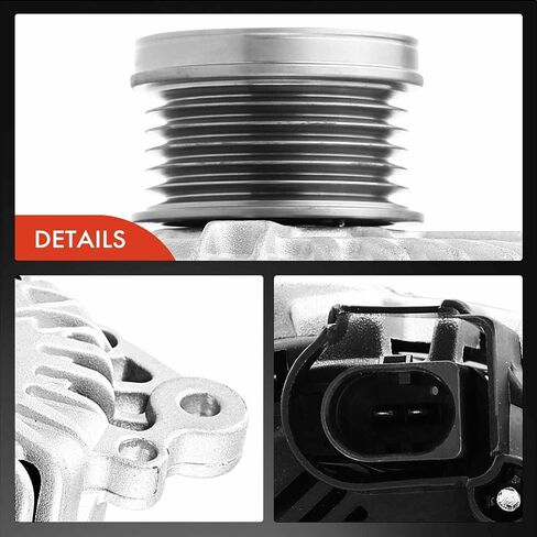 مولد A-Premium متوافق مع Volkswagen Jetta 2006-2015، Beetle 2013-2014، Passat 2006-2017، Golf & Audi A3 06-13، TT Quattro، 12V 140Amp CW 6-Groove Clutch Pulley، استبدال # 06F-903-023F in Saudi Arabia