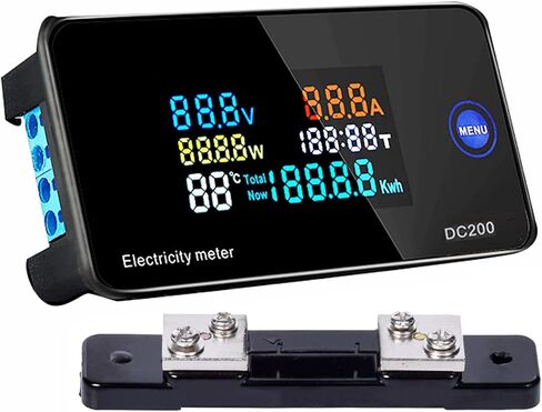 Diymore DC 0-200V 50A شاشة LCD الرقمية الجهد الحالي السلطة متر DC أمبير وفولت متر مراقب الطاقة الحالية الفولتميتر مقياس التيار الكهربائي لوحة Wattmeter مع تحويلة 50A in Kuwait