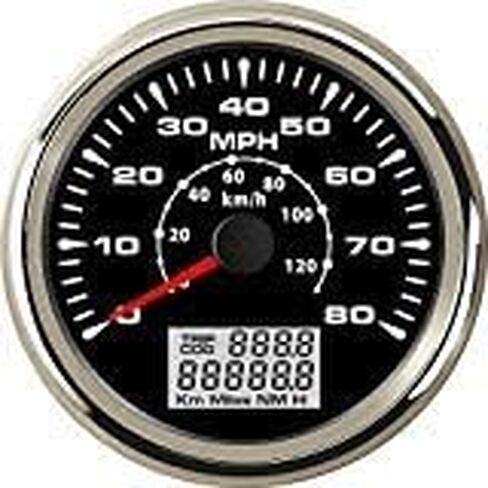 ELING ATV Car Boat GPS Speedometer Velometer 0-35MPH 0-55KM/H Odometer Gauge Kit with ODO Course Tripmeter 85mm 3 3/8" 12V 24V in Kuwait