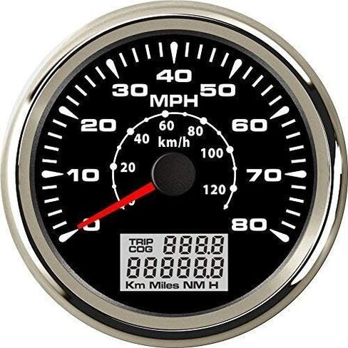 ELING ATV Car Boat GPS Speedometer Velometer 0-35MPH 0-55KM/H Odometer Gauge Kit with ODO Course Tripmeter 85mm 3 3/8" 12V 24V in Kuwait