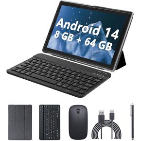 CUPEISI Android 15 Tablet 10.1 Inch 2 in 1 Tablets with Keyboard/Mouse/Case/Stylus, 8GB RAM+32GB ROM (Max 1TB), 1.8Ghz Quad-core Processor, 1280 * 800 IPS HD Touch Screen, 2.4G/5G Wifi6 BT 5.0 Tablet in Kuwait