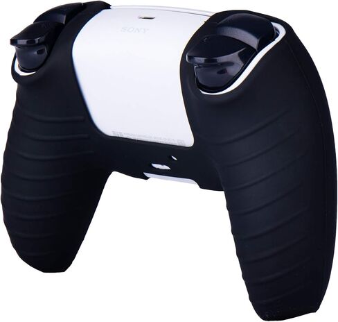 Silicone Cover Skin Case for PS5 Controller x 1(Black) with Thumb Grips x 10 in Saudi Arabia