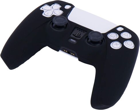 Silicone Cover Skin Case for PS5 Controller x 1(Black) with Thumb Grips x 10 in Saudi Arabia
