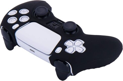 Silicone Cover Skin Case for PS5 Controller x 1(Black) with Thumb Grips x 10 in Saudi Arabia