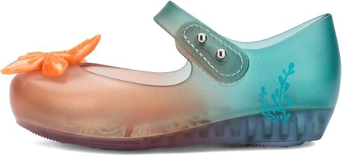 mini melissa Ultragirl Bow Mary Jane Flats for Toddlers and Babies - Comfortable & Cute Peep Toe Jelly Flat Shoes with Transparent Upper and Small Bow for Little Girls, Glitter Pink, 10 in Saudi Arabia