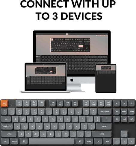 Keychron K1 Max QMK/Via 2.4 GHz و Bluetooth اللاسلكي لوحة مفاتيح ميكانيكية مخصصة لـ MAC/Windows/Linux ، TKL (80 ٪) تخطيط LOW-PROFILE BACKLAY BACKLIDA in Saudi Arabia