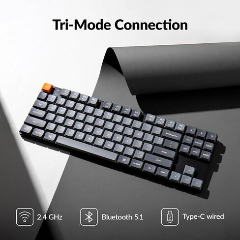 Keychron K1 Max QMK/Via 2.4 GHz و Bluetooth اللاسلكي لوحة مفاتيح ميكانيكية مخصصة لـ MAC/Windows/Linux ، TKL (80 ٪) تخطيط LOW-PROFILE BACKLAY BACKLIDA in Saudi Arabia