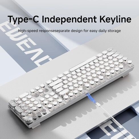 EWEADN Typewriter Style Mechanical Gaming Keyboard, Wired Mechanical Keyboards,104 Keys Backlit LED Keyboards, Media Control Knob, Wired Computer Keyboard White Switch for Windows/Mac/PC-Dark Pink in Saudi Arabia