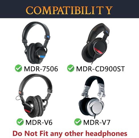 SOULWIT Replacement Earpads for Sony MDR-7506 MDR-V6 MDR-V7 MDR-CD900ST Monitor Headphones, Ear Pads Cushions with Softer Protein Leather, High-Density Foam - Black in Saudi Arabia