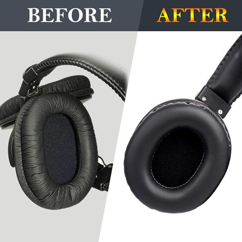 SOULWIT Replacement Earpads for Sony MDR-7506 MDR-V6 MDR-V7 MDR-CD900ST Monitor Headphones, Ear Pads Cushions with Softer Protein Leather, High-Density Foam - Black in Saudi Arabia