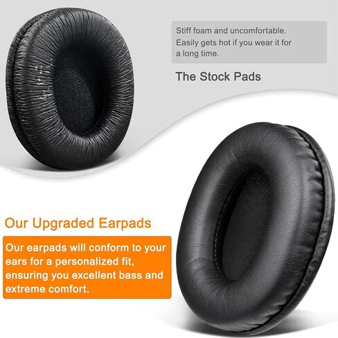 SOULWIT Replacement Earpads for Sony MDR-7506 MDR-V6 MDR-V7 MDR-CD900ST Monitor Headphones, Ear Pads Cushions with Softer Protein Leather, High-Density Foam - Black in Saudi Arabia