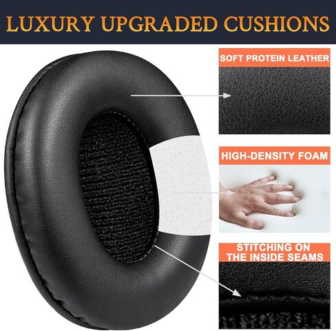 SOULWIT Replacement Earpads for Sony MDR-7506 MDR-V6 MDR-V7 MDR-CD900ST Monitor Headphones, Ear Pads Cushions with Softer Protein Leather, High-Density Foam - Black in Saudi Arabia