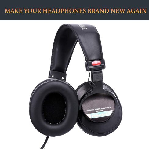 SOULWIT Replacement Earpads for Sony MDR-7506 MDR-V6 MDR-V7 MDR-CD900ST Monitor Headphones, Ear Pads Cushions with Softer Protein Leather, High-Density Foam - Black in Saudi Arabia