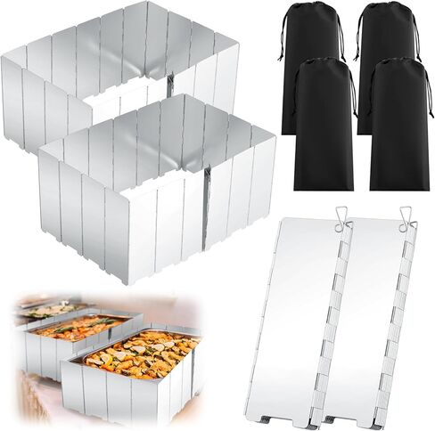 1 Pcs 20 Plate Chafing Dish Wind Stove Camping Guard 67 x 7.8'' Stainless Steel Wind Cover Folding Outdoor Windscreen with Drawstring Bag for Camp Picnic Burner Guard (Black) in Saudi Arabia