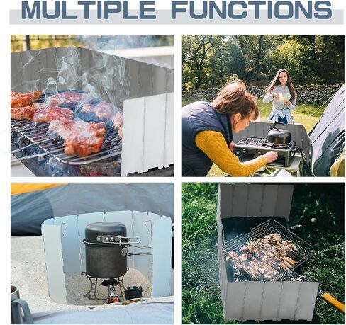 1 Pcs 20 Plate Chafing Dish Wind Stove Camping Guard 67 x 7.8'' Stainless Steel Wind Cover Folding Outdoor Windscreen with Drawstring Bag for Camp Picnic Burner Guard (Black) in Saudi Arabia