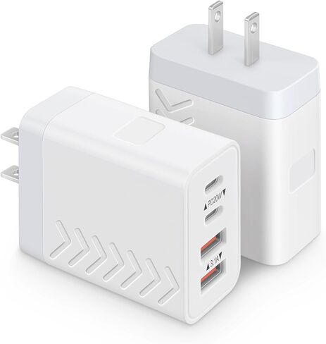 40W USB C Block Charger | كتل شحن سريعة 4 منفذ (2 USB-C + 2 USB-A) | PD3.0/QC3.0 شاحن جدار مضغوط لـ I Phone 16/14/14/13/11/11/X/8 ، Galaxy S25/S24/S23/S22 ، I Pad ، Pods Air & More (2-pack) in Saudi Arabia