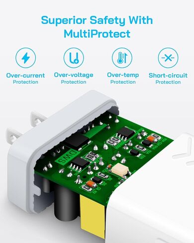 40W USB C Block Charger | كتل شحن سريعة 4 منفذ (2 USB-C + 2 USB-A) | PD3.0/QC3.0 شاحن جدار مضغوط لـ I Phone 16/14/14/13/11/11/X/8 ، Galaxy S25/S24/S23/S22 ، I Pad ، Pods Air & More (2-pack) in Saudi Arabia