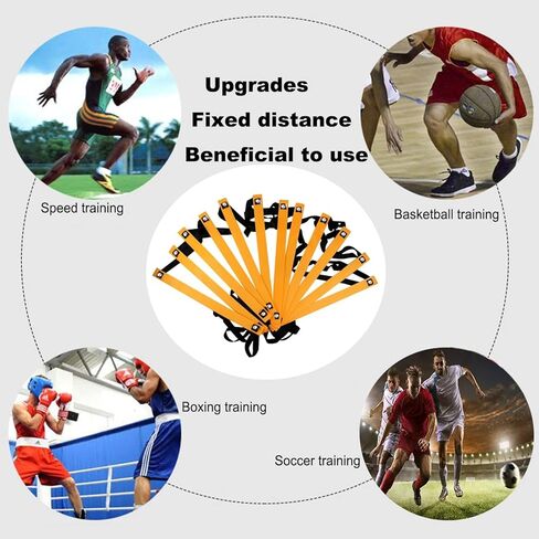 مجموعة معدات تدريب السرعة والرشاقة - تتضمن سلم خفة الحركة (20 قدمًا) و5 حواجز و10 مخاريط ومدرّب كرة القدم وحبل القفز و4 أوتاد فولاذية لممارسة الرياضة في الهواء الطلق وكرة القدم والتنس وكرة السلة. in Kuwait