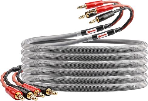 14AWG Audiophile HiFi Speaker Audio Cable–6N OFC Core,24K Gold-Plated Banana Plugs,Compatible with Amplifier,Speakers,AV Receiver & Home Theater(8.20ft/2.5m) 2-Pack in Kuwait