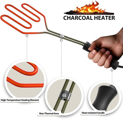 Electric Charcoal Starter 800W - Superior Fire Lighter for BBQ Grill Fireplace Smoker Campfires Coal Easy & Quick Ignite Briquettes, SUS304 Heat Element Coils with 3.8ft Power Cord with Wall Mount in Saudi Arabia