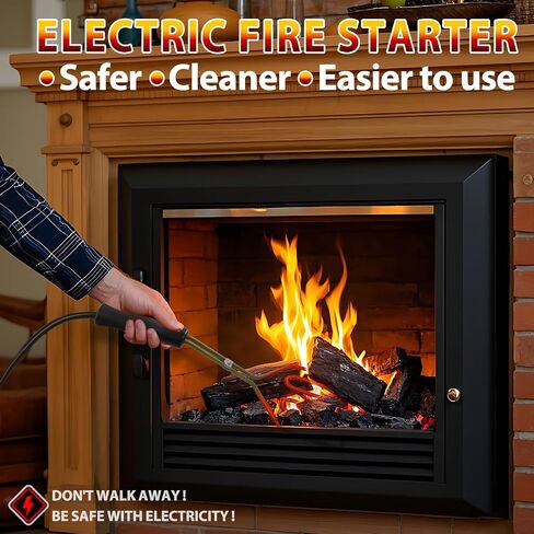 Electric Charcoal Starter 800W - Superior Fire Lighter for BBQ Grill Fireplace Smoker Campfires Coal Easy & Quick Ignite Briquettes, SUS304 Heat Element Coils with 3.8ft Power Cord with Wall Mount in Saudi Arabia