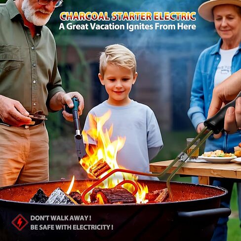 Electric Charcoal Starter 800W - Superior Fire Lighter for BBQ Grill Fireplace Smoker Campfires Coal Easy & Quick Ignite Briquettes, SUS304 Heat Element Coils with 3.8ft Power Cord with Wall Mount in Saudi Arabia