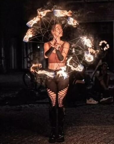 Lotus Pair of Handmade Fire Fans for Dance & Performance - Professional Sturdy with Kevlar Wicks, Durable Steel Frame & Powder Coating, Ideal for Fire Shows & Festivals in Saudi Arabia