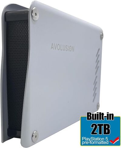 AvoLusion Pro -M5 Series 2TB USB 3.0 محرك الأقراص الصلبة للألعاب الخارجية لوحدة التحكم في لعبة PS5 (أبيض ، حالة معدنية) - ضمان لمدة عامين (متجدد) in Saudi Arabia